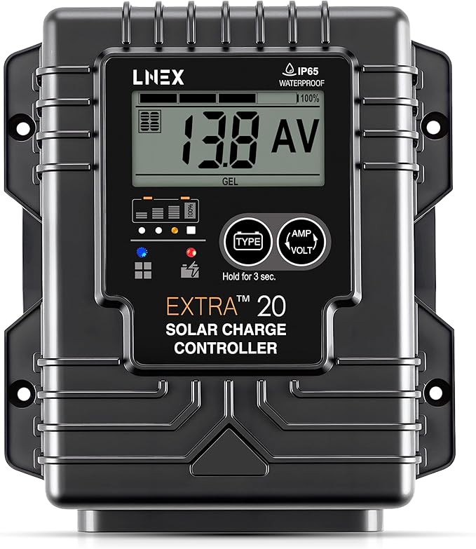 Solar Charge Controller Waterproof, 20A Solar Panel Regulator by LNEX