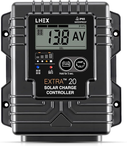 Solar Charge Controller Waterproof, 20A Solar Panel Regulator by LNEX
