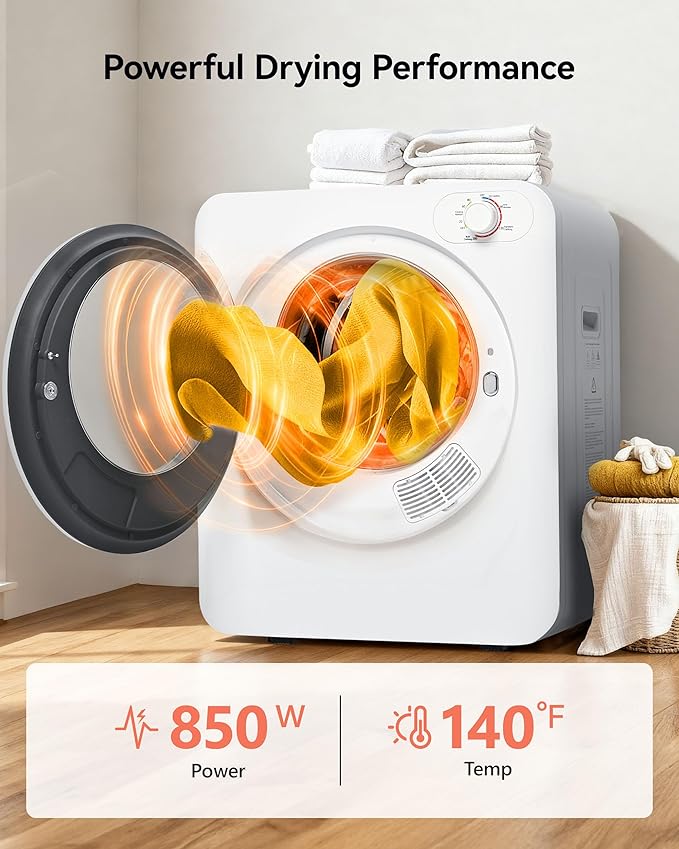 Euhomy Portable Clothes Dryer, 1.5 Cu.Ft. Portable Dryer, 850W Drying Machine - Image 2