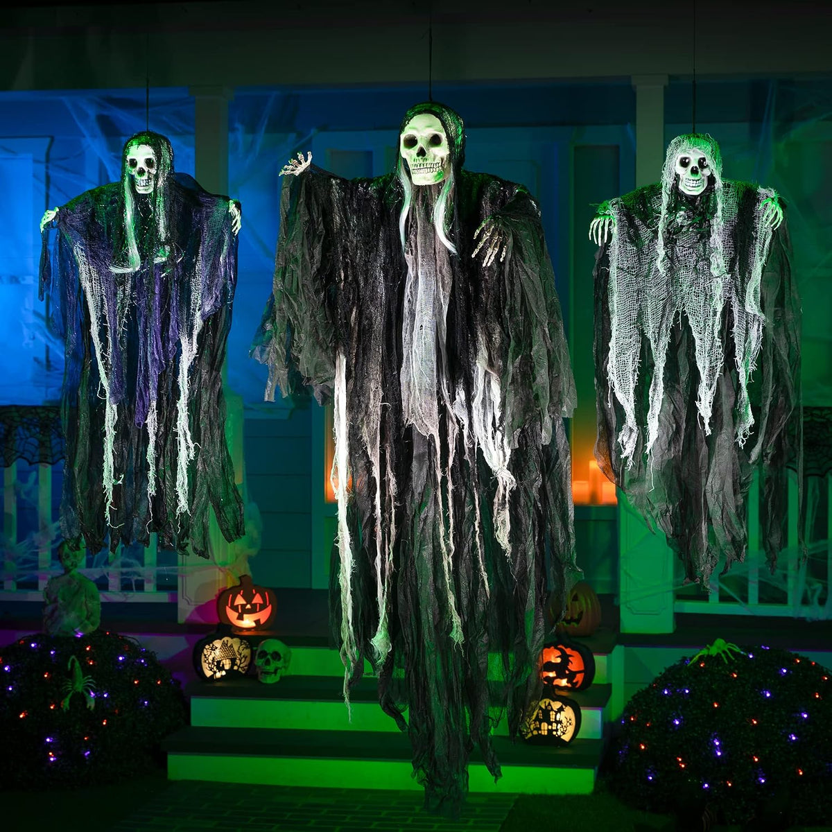 JOYIN 3 Pack Hanging Halloween Skeleton Ghosts Decorations, Grim Reapers for ...