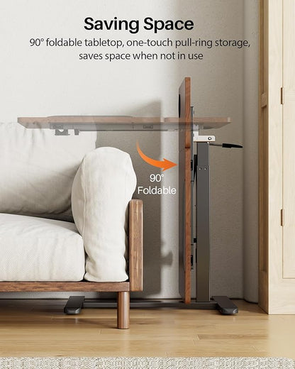 Overbed Table with Wheels, Pneumatic Height Adjustable Overbed Bedside Table - Image 5