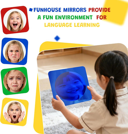4PCS Sensory Bubble Mirrors for Kids, Autism Room Must Haves | Visual Stimulation Calming Corner Decor, Shatterproof Mirror for Kids, Gifts for Autistic Girls & Boys, 10 × 10 Inch