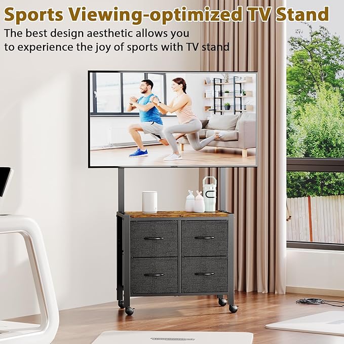 JKsmart Mobile TV Cart Rolling TV Stand Holder - Image 5
