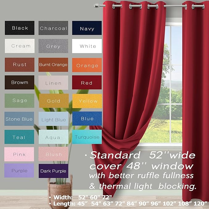 KOUFALL Red Curtains for Living Room - Image 4