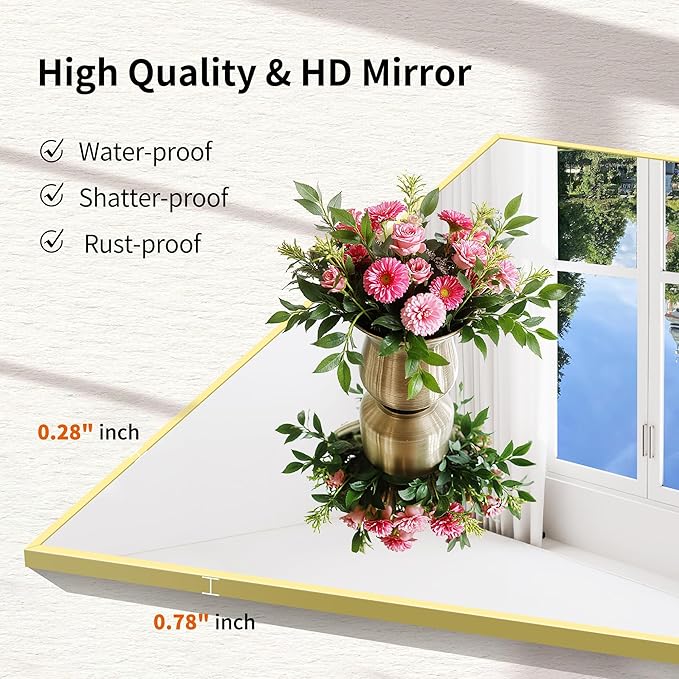 Gold Bathroom Mirror for Wall, 20x48 Inch Rectangle Mirror - Image 6