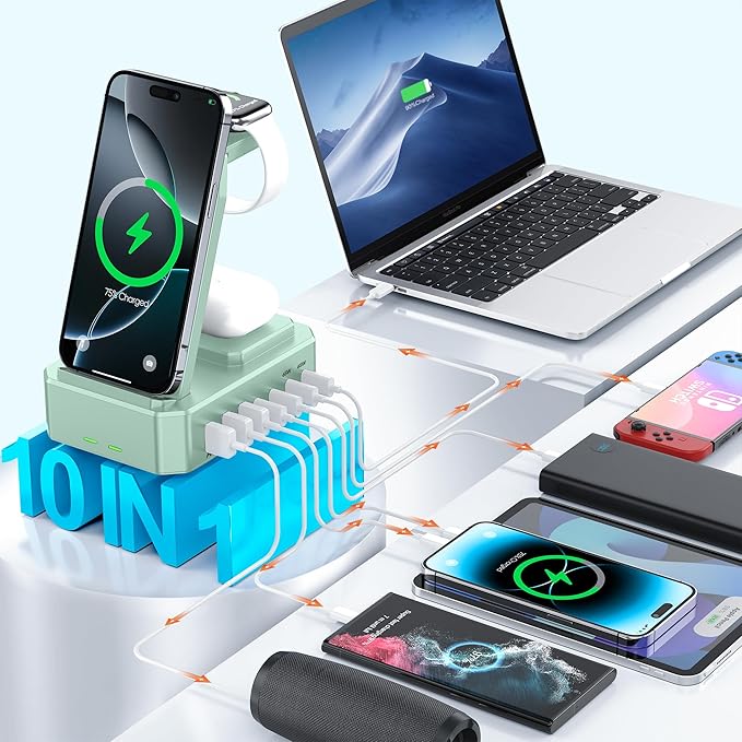 300W Charging Station for Multiple Devices Apple, Zutspzss 10 in 1 Wireless - Image 3