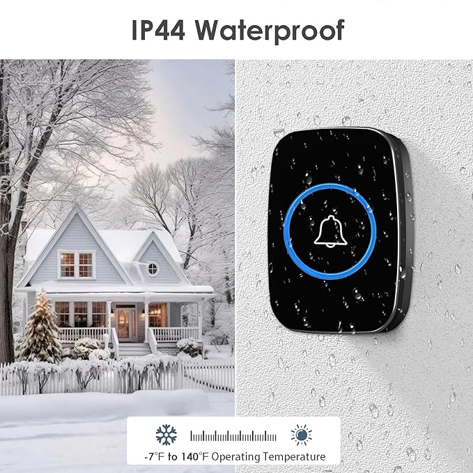 Wireless Doorbell, Waterproof Door Bell Kit, Distinguish Front and Rear Doors - Image 4
