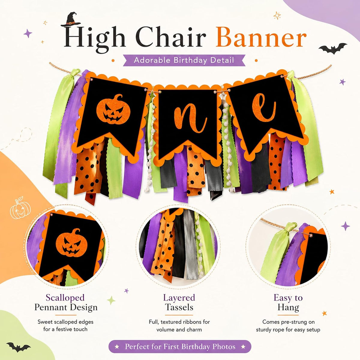 Halloween 1st Birthday Party Decorations,Spooky One Birthday Supplies Decor