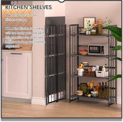 4NM No Assembly 4 Tiers Folding Bookshelf, 47.2" H Foldable Storage Shelves - Image 4