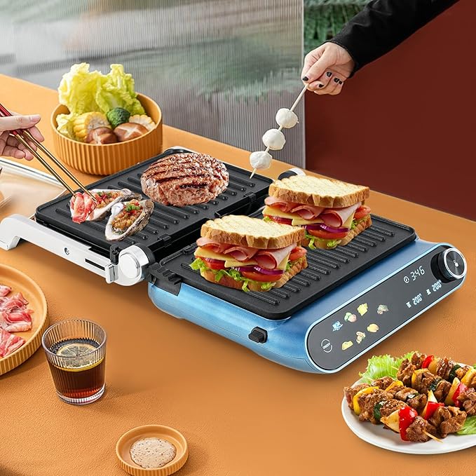 COSTWAY Panini Press, 1200W Sandwich Maker - Image 9