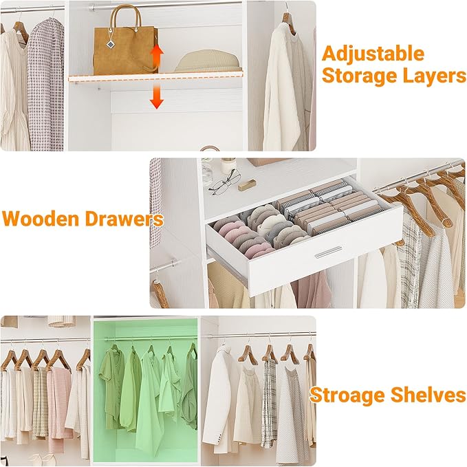 Unikito 8FT Closet System, 96 Inch Walk in Closets Organizer Kit - Image 4