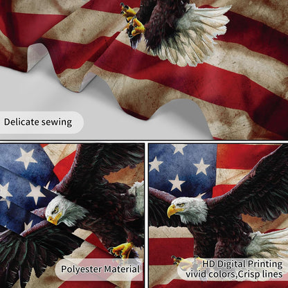 HVEST American Flag Tapestry Wall Hanging Bald Eagle on Vintage Stars and Striped USA Flag Tapestry for Bedroom American Flag Wall Art Tapestries for Living Room College Dorm Party,40L X 60W inches