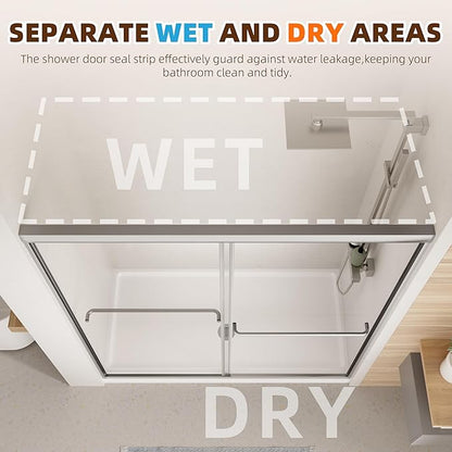 Shower Door, 44-48" W x 70" H Semi-Frameless Double Sliding Glass Shower Door - Image 7