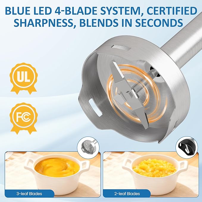 1000W Professional Hand Blender, 12-Speed Heavy Duty Immersion Blender - Image 5