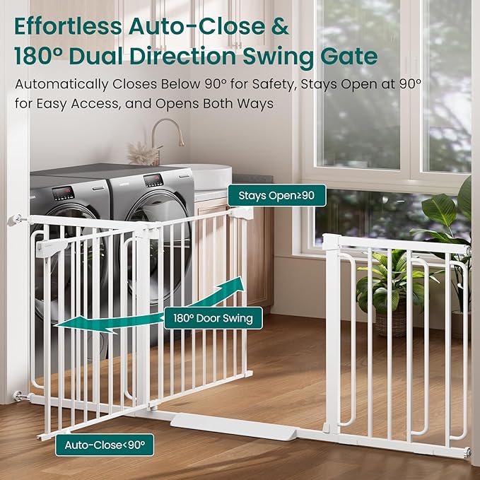 Cumbor Extra Wide Baby Gate, 36.6-69" Walk-Through Dog Gate - Image 3