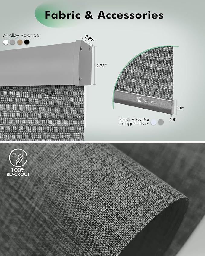 Yoolax Motorized Blinds with Remote, Automatic Roller Shades Cordless Electric - Image 5