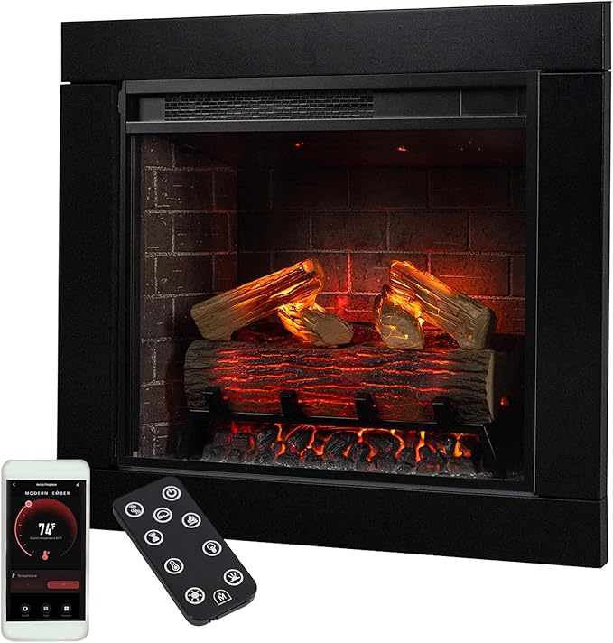 Modern Ember Uptown 23" Smart Electric Fireplace Insert + Trim Kit, Alexa/WiFi by ModernEmber