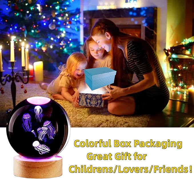 Conalisk 3D Jellyfish Crystal Ball Lamp, Lifelike LED Jellyfish Night Light - Image 5