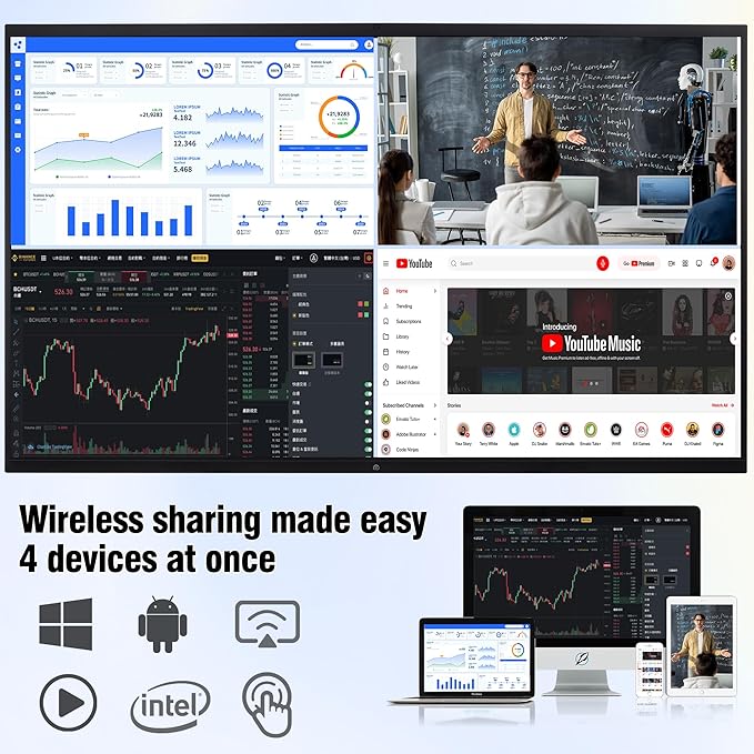 75" 4K UHD Interactive Smart WhiteBoard, Touchscreen Digital Whiteboard - Image 4