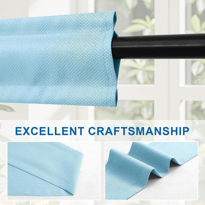 XWZO Sleeve Topper with Top Bottom Ruffle Sleeves Valances Home Décor Window Treatment Bedroom Nursery Kitchen Window Curtain Header, 58" x 5",1 Piece, Textured-Sky Blue