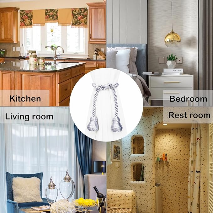 Nieffeiy Magnetic Curtain Tiebacks Outdoor Curtain Tie Backs Rope Decorative - Image 6