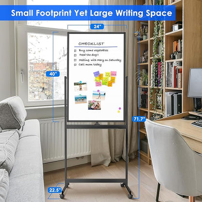 maxtek Magnetic Mobile White Board, 40 x 24 Double Sided Dry Erase Board - Image 2