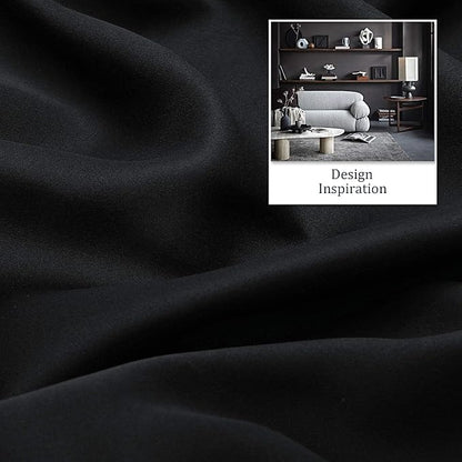 DUALIFE Black Curtains 54 Inch Length, Solid Energy Efficient Thermal Insulated - Image 4