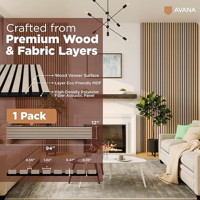Avana Modern Acoustic Wood Wall Panels – 94.4 X 12.6 Inch White Oak Acoustic - Image 4