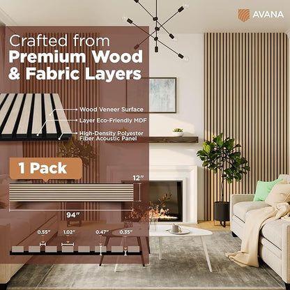 Avana Modern Acoustic Wood Wall Panels – 94.4 X 12.6 Inch White Oak Acoustic - Image 4