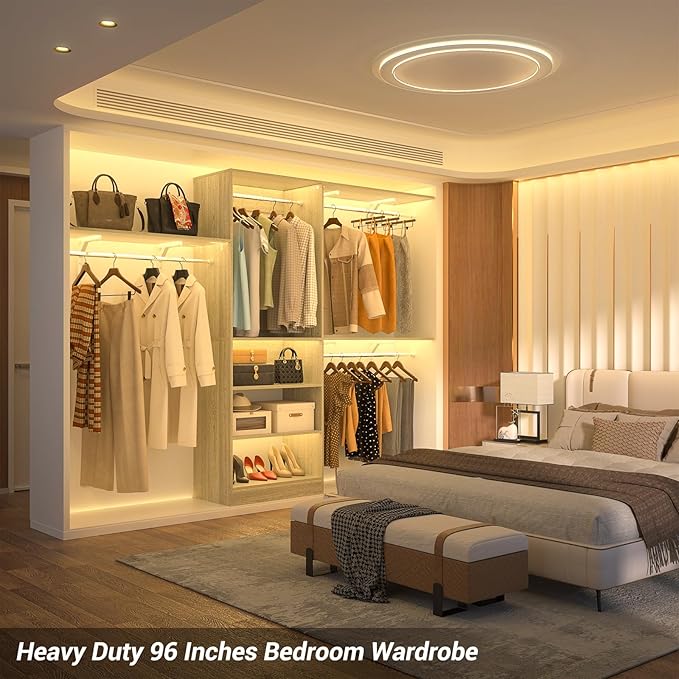 8FT Closet System with Shelves, Wall Mount Bedroom Wardrobe Walk-in Closet - Image 2
