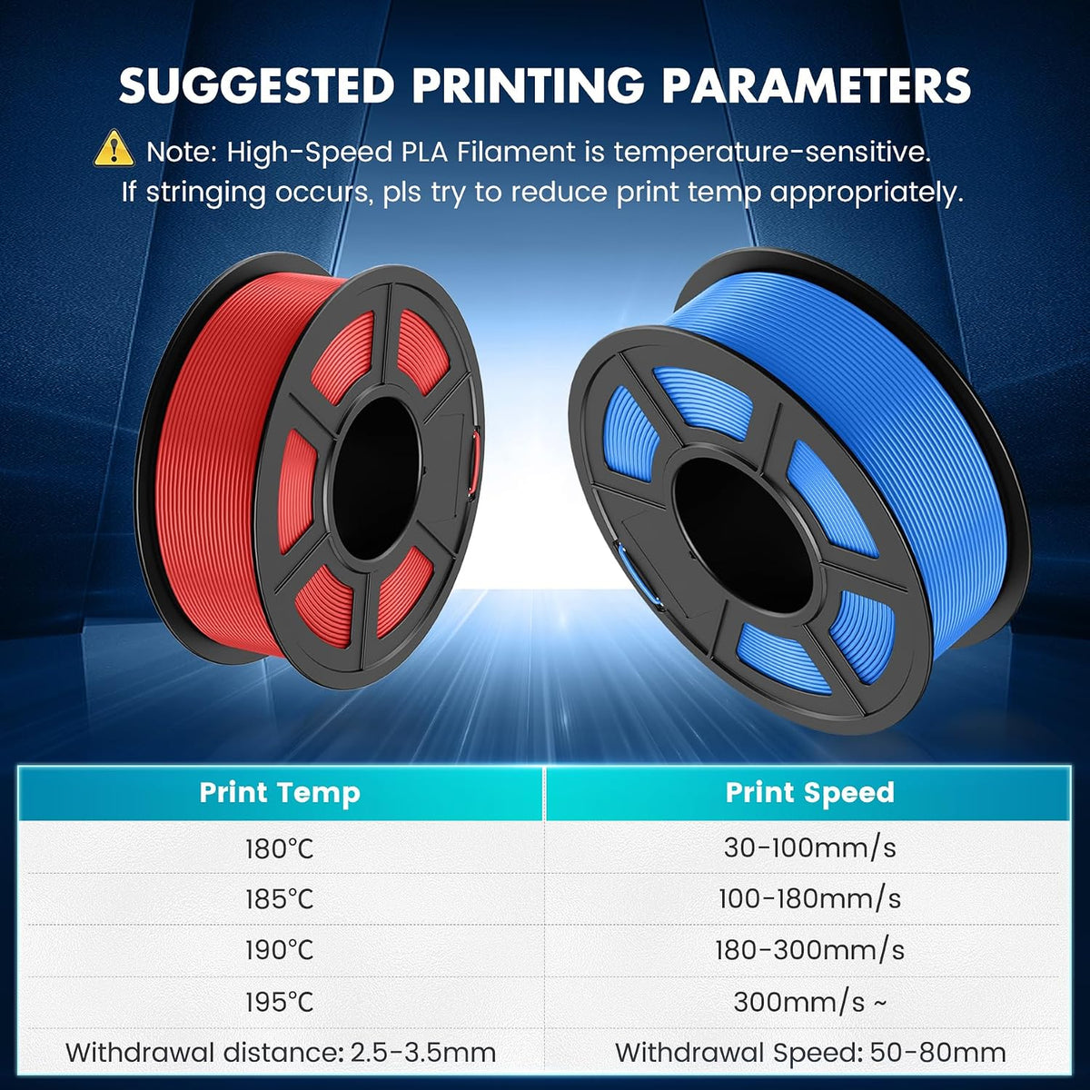 SUNLU High Speed PLA Filament 1.75mm, 4kg, Black*4