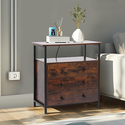 Edbuosy 3 Wooden Drawers Night Stand, 27 Inch Wide Nightstand - Image 8