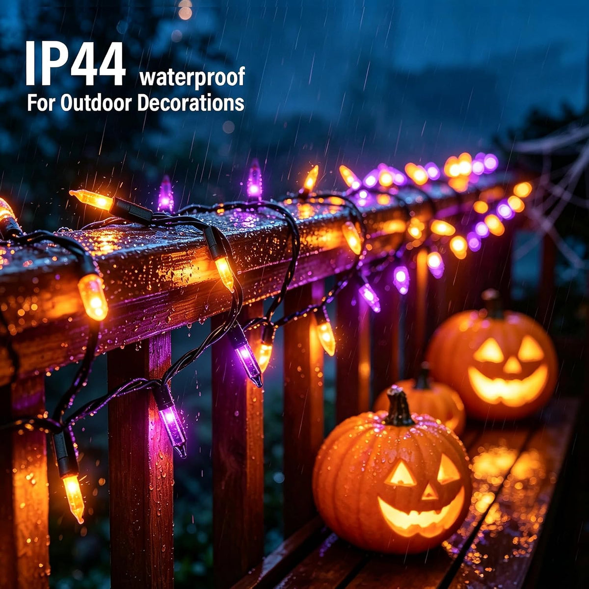 TW SHINE Purple and Orange Halloween Lights, 2 Pack 20FT 100 Count Incandesce...