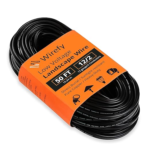 Wirefy 12/2 Low Voltage Landscape Wire 50 ft | Low Voltage Landscape Lighting by Wirefy