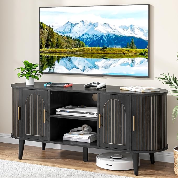 51" Fluted TV Stand, Mid-Century Modern Entertainment Center - Image 3
