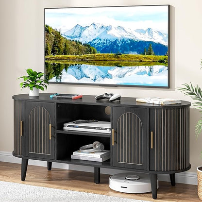 51" Fluted TV Stand, Mid-Century Modern Entertainment Center - Image 3