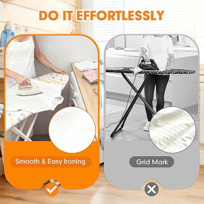 Ironing Board Cover and Pad, 18x49 Extra Wide Thick Iron Padding, Scorch & - Image 4