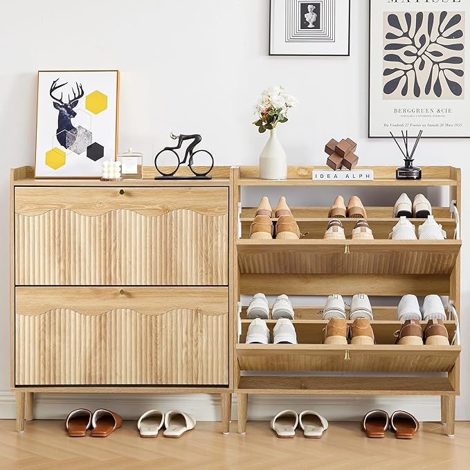 BERRYMERRY 31.5” Fluted Shoe Storage Cabinet Storage - Image 8