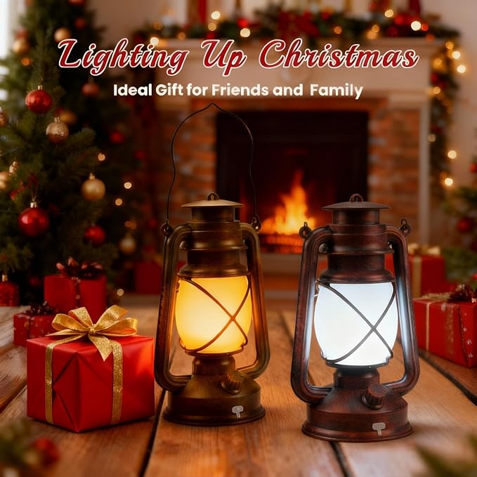 2 Pack Bronze Vintage 4 Modes Light LED Lanterns，Rechargeable Dancing Flame - Image 8