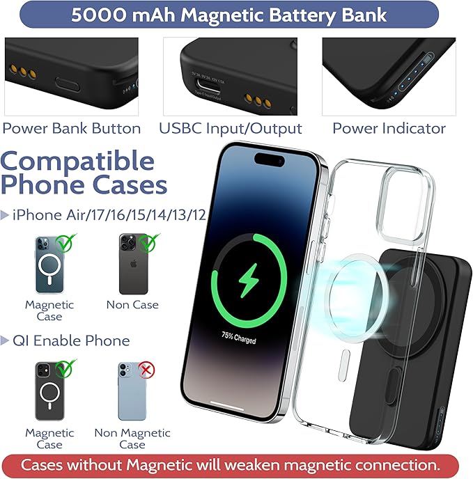Smtcsl 3-in-1 Wireless Charging Station: Portable 5000mAh Power Bank Charger - Image 3