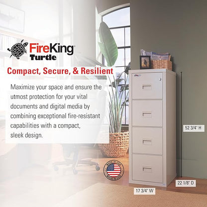 FireKing Turtle Vertical 4 Drawer Legal and Letter Fire Safe File Cabinet - Image 3