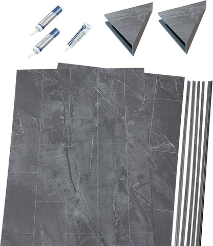 Palisade 78in x 36in x 36in Waterproof Vinyl Corner Shower Surround Kit - Image 2