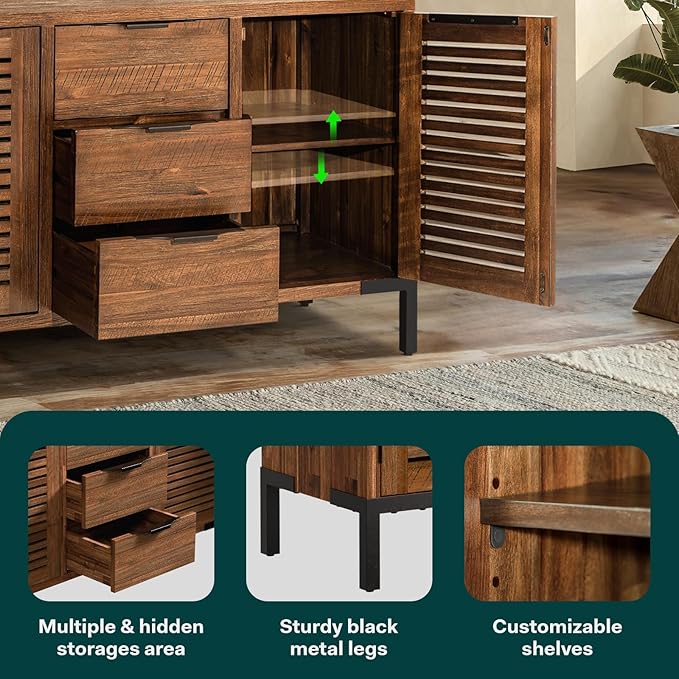 Bme Millie Premium Solid Wood Sideboard Storage Cabinet - Image 2