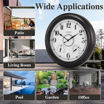 CLXEAST Illuminated Indoor Outdoor Clocks Waterproof 18 inch - Image 8