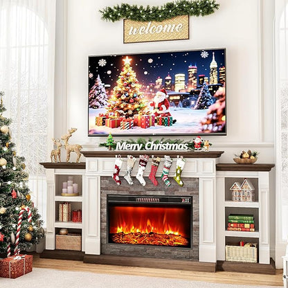 80" Electric Fireplace with Mantel, Fireplace TV Stand - Image 3