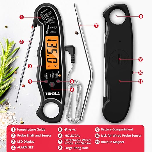 TEMOLA Meat Thermometer, Instant Read Food Thermometer - Image 6