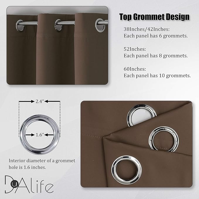 DUALIFE Brown Curtains 72 Inch Length 2 Panels Coffee Color Curtains - Image 3