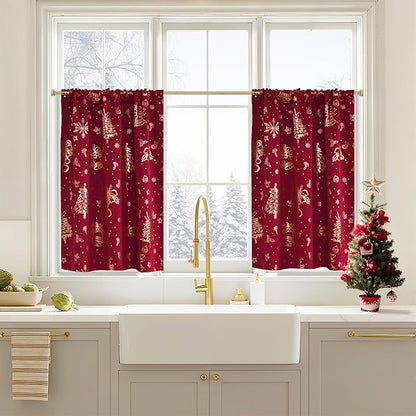 NICETOWN 2 Panels Christmas Cafe Curtains by NICETOWN