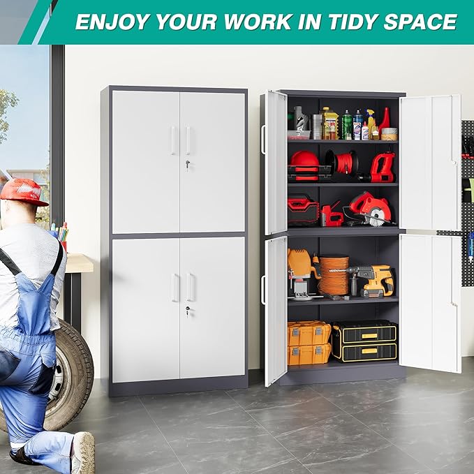 SISESOL Storage Cabinets With Doors And Shelves, Adjustable Layers - Image 3