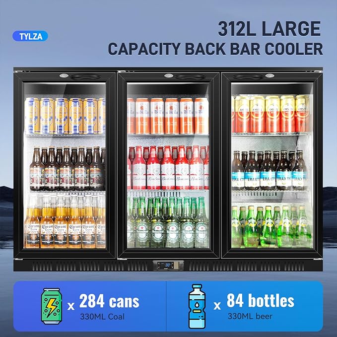 Tylza Back Bar Cooler With 3 Glass Doors, 312L Under Counter Back Bar - Image 2